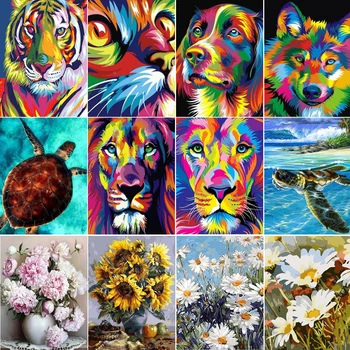 

Colorful Tiger Animals Abstract Diy Digital Painting By Numbers Modern Wall Art Picture For Home Wall Artwork Creativity Diy Toy