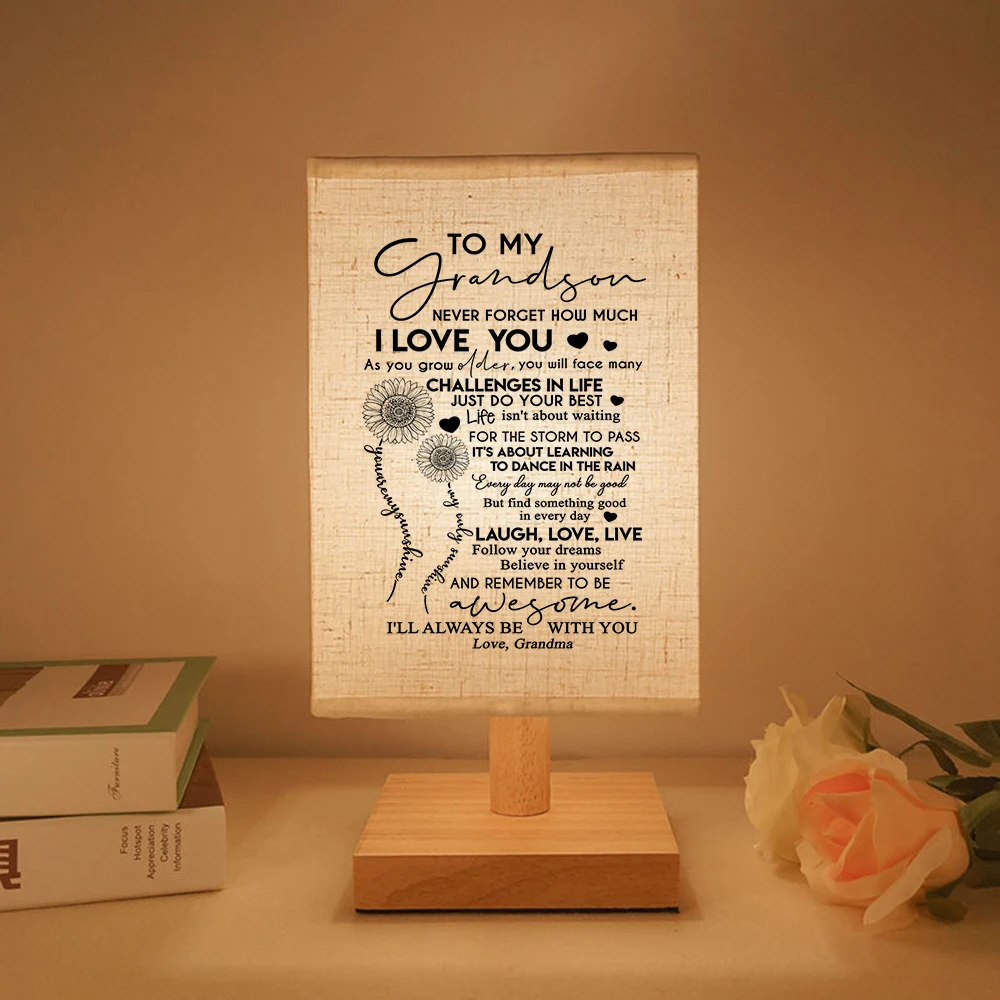 

Grandma To My Grandson Reading lamp bedside printed a meaningful blessing content he will continue beautiful gift