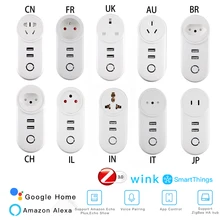 Умный дом ZIGBEE 3,0, Wifi розетка, Интеллектуальный переключатель, 2 USB порта, 100-240 В, разъем голосового управления, работает с SmartThing Wink Echo Plus