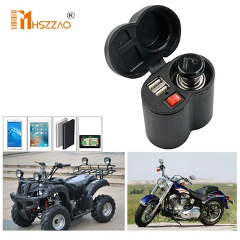 

Motorcycle Cigarette Lighter With Switch Cigarette Lighter Dual USB2.5A Waterproof Motorcycle Multi-Function Charger