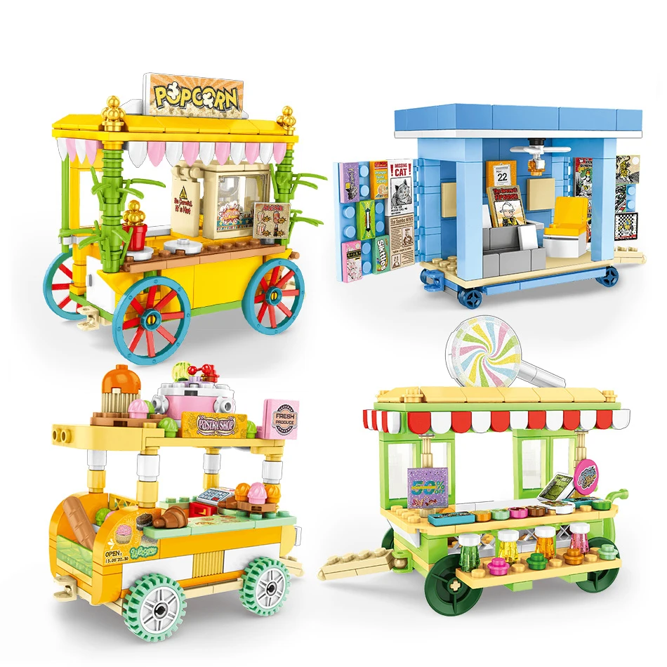 

Street Shop Camper Bus model Building Block Compatible Legoed Friends City figures Car Bricks Educational Children Toys for Girl