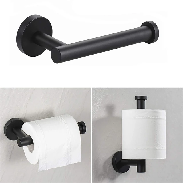 Soporte De Papel Higiénico Para Baño, Portarrollos De Baño Montado En La  Pared, Estante De Toalla De Acero Inoxidable Negro, Accesorios De Baño  Impermeables - Soportes Para Papel - AliExpress