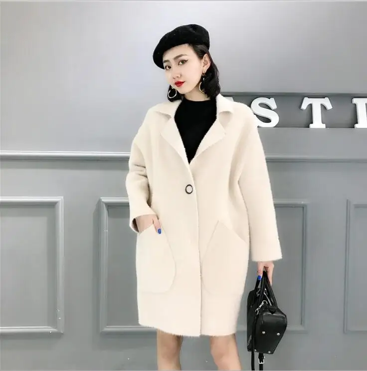 New Spring Autumn Women Faux Mink Cashmere Cardigan Female Elegant Solid Sweater Korean Lady Warm Long Knitted Sweaters fur coat New Spring Autumn Women Faux Mink Cashmere Cardigan Female Elegant Solid Sweater Korean Lady Warm Long Knitted Sweaters fur coat
