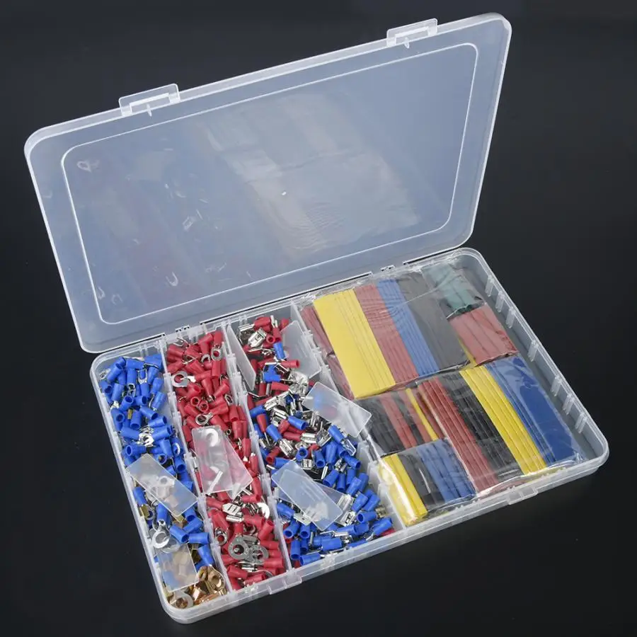 

698 Pcs Crimp Wire Butt Connectors Insulated Electrical Splice Wire ConnectorsHeat Shrink Tubes Terminal Kit