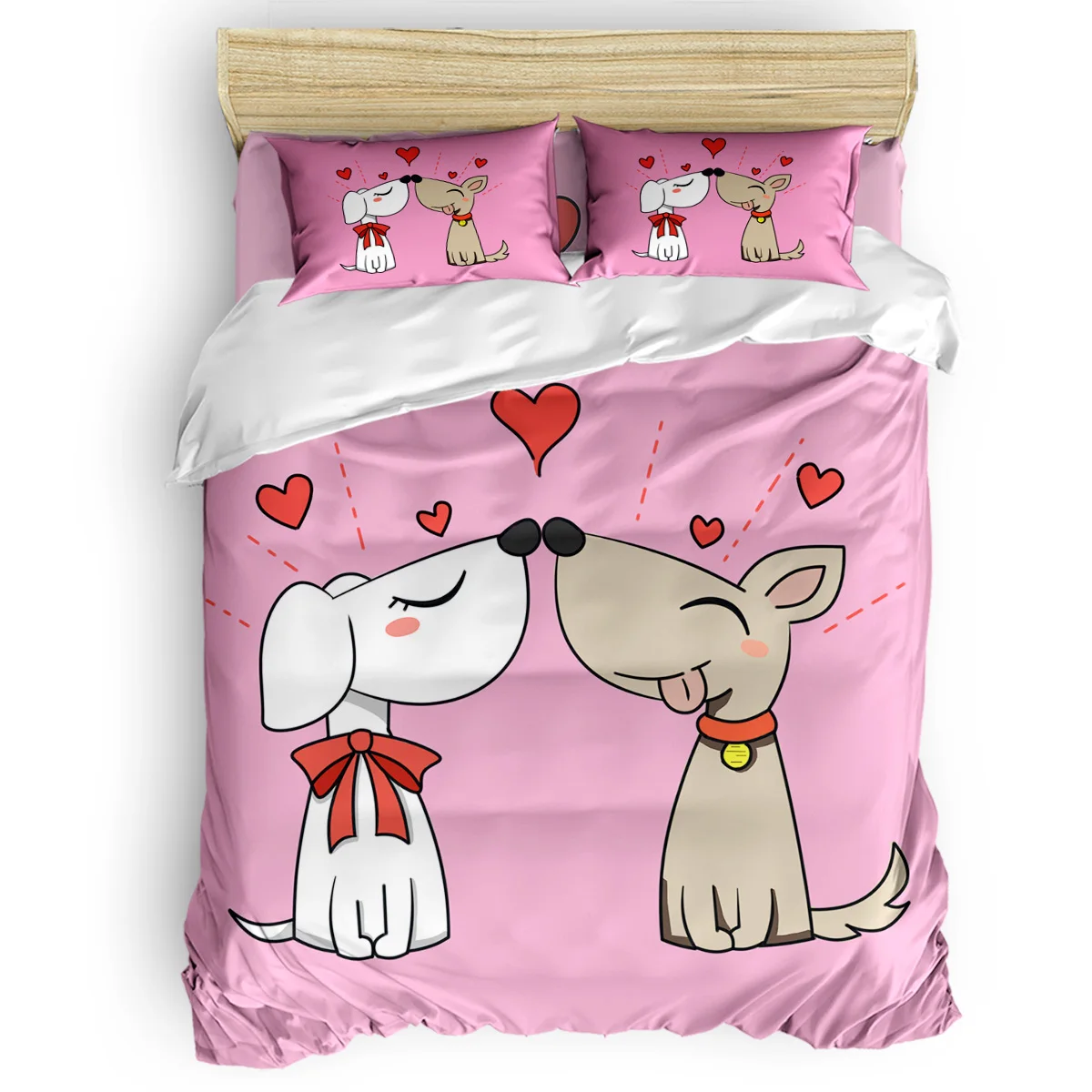 

Valentine Puppy Love Pattern Duvet Cover Set 3/4pcs Bedding Set Bed Sheet Pillowcases Cover Set