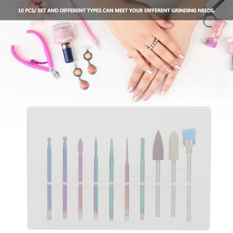 10Pcs Tungsten Alloy Nail Drill Bits Nail Polishing Burr Manicure Pedicure Accessory Nail Art Polish Drill Bits Tool