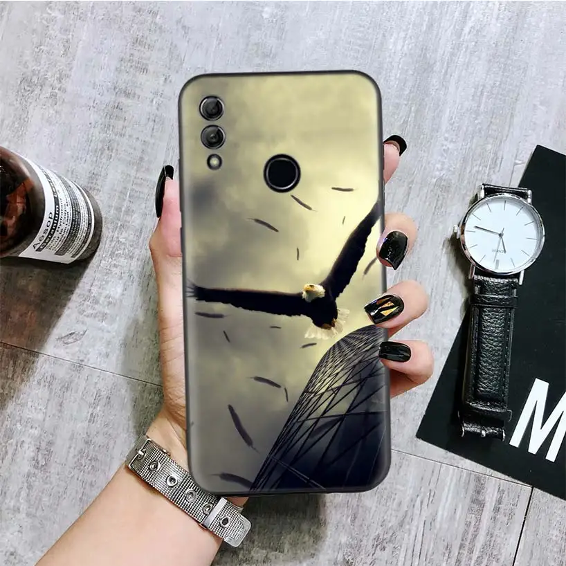 Король птиц Орел ястреб черная крышка чехол для телефона для huawei Y9 Y5 Y6 Y7 Honor 10 9 Lite 9X8X8 S 8A фотоаппаратов моментальной печати 7S 7A 10i 20i V20 Coque