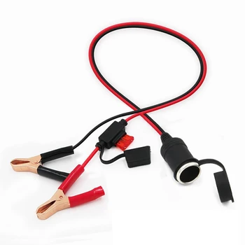 

2FT 12V 24V Car Cigarette Lighter Socket Female Adapter 10A Alligator Clips Car Battery Clip-on Extension Cord