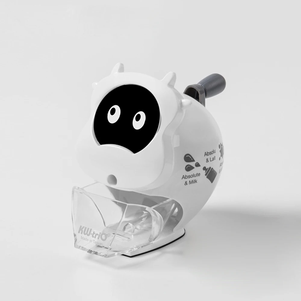 

Cute Manual Pencil Sharpener Handheld Operation Plastic Cover Transparent Receptacle Helical Cutter Stationary for School Home