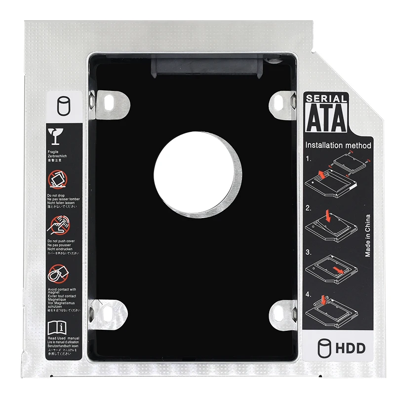 2nd HDD Caddy TISHRIC Aluminum 9.5mm 12.7mm SATA 3.0 Optibay Hard Disk Drive Box Enclosure DVD Adapter Case 2.5 SSD For Laptop