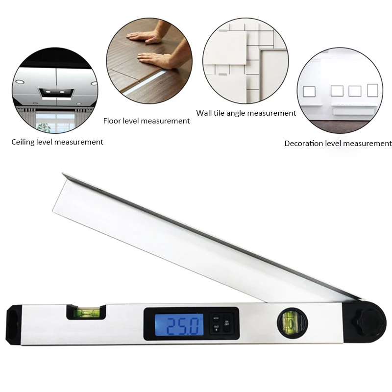 

Digital Angle Finder 400mm/16 inch 0~230Backlit LCD Digital Inclinometer Protractor for Industrial Applications Renovation Work
