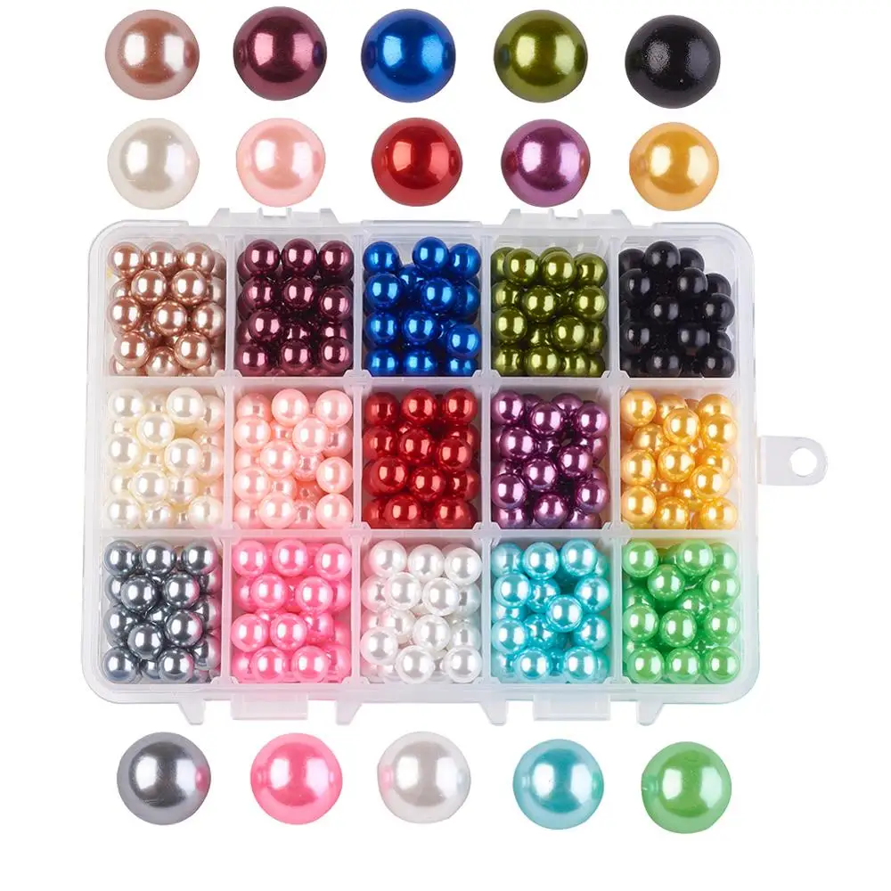 

6mm/8mm/10mm 15 Colors ABS Plastic Imitation Pearl Beads, No Hole/Undrilled, Round, Mixed Color