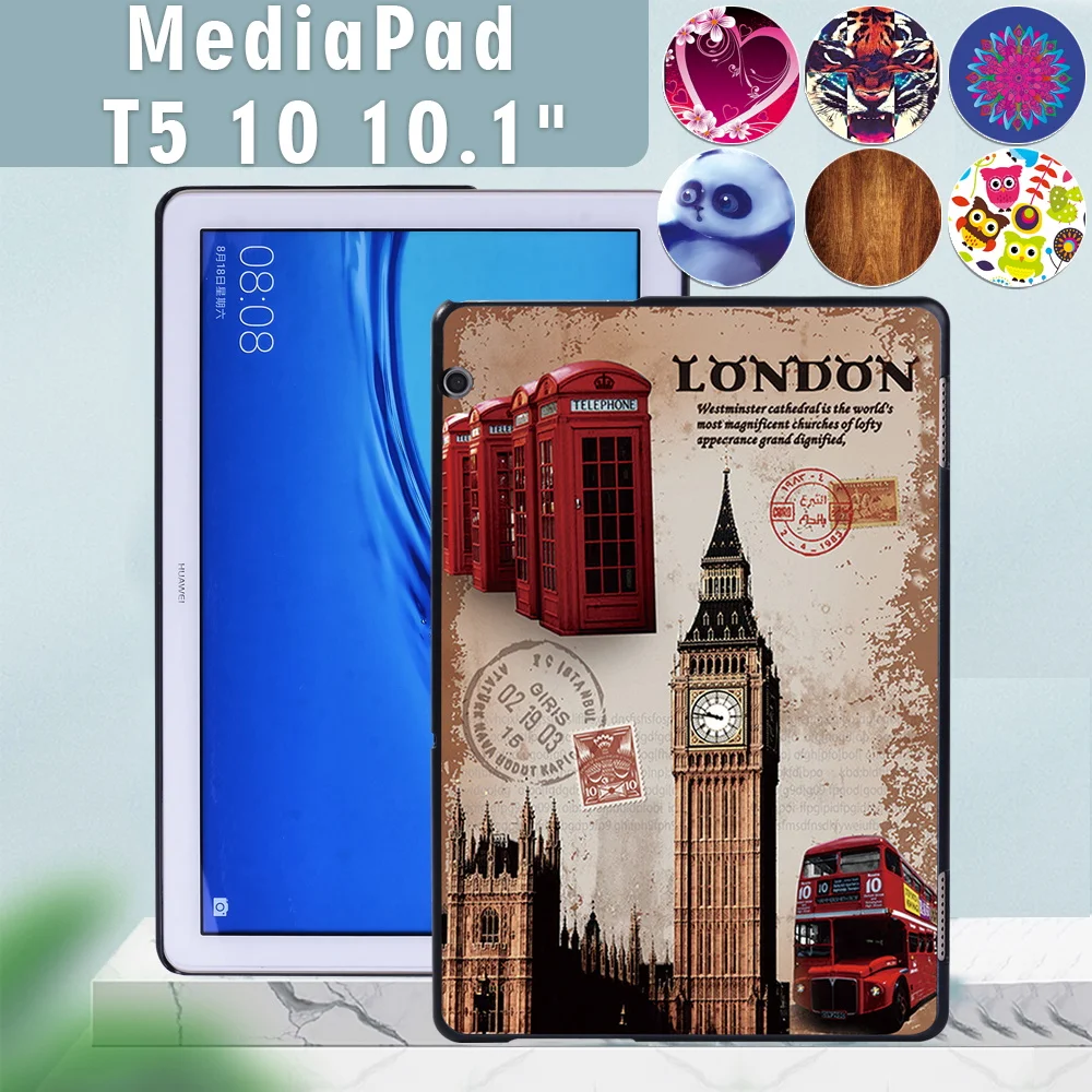 

Case for Huawei MediaPad T5 10 10.1 Inch Scratch Printed Hard Plastic Tablet Protective Shell Case + Free Stylus