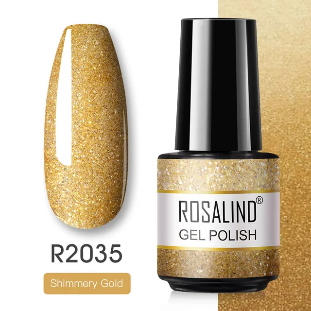 ROSALIND Gel Nail Polish Glitter Gel For Manicure Art Semi Permanent Hybrid Varnish Need UV LED Base Top Coat Nail Polish RAR2035