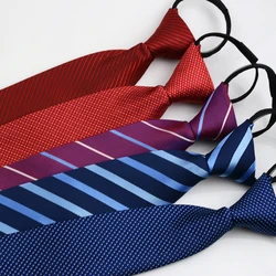 Men's Pre-tied Neck Tie 8cm Skinny Zipper Ties Bridegroom Party Dress Necktie Adjustable Solid Color Slim Narrow Necktie