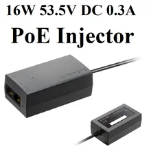 ЕС/AU/Великобритания/США штекер, 1 порт PoE 16 Вт 1000 Мбит/с PoE инжектор, Вход AC 100 V-240 V, выход DC53.5V 0.3A, sup порт IEEE802.3u IEEE802.3ab