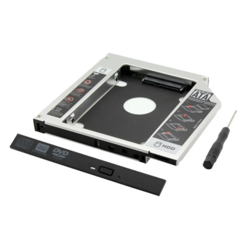 두 번째 두 번째 HDD 캐디 9.5MM 12.7MM SATA 3.0 2.5'' SSD 케이스 하드 디스크 드라이브 어댑터 노트북 CD DVD-ROM Optibay