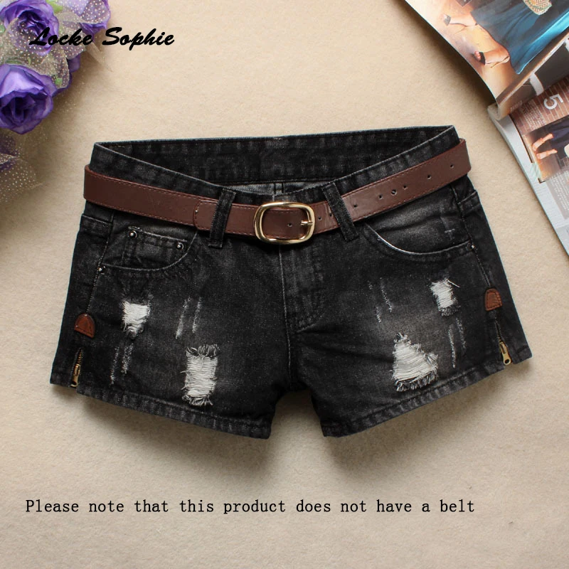 

Women's Sexy denim shorts 2020 Summer denim cotton Splicing zipper broken hole Black shorts Ladies Skinny club super short jeans