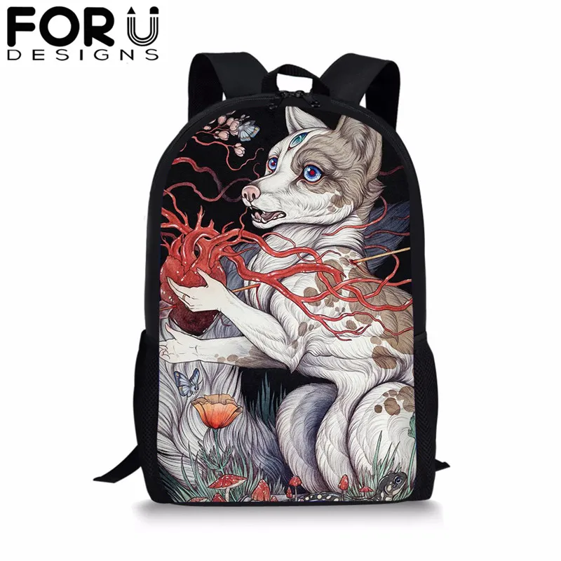 CDGX1404C FORUDESIGNS/Школьный рюкзак с принтом готического кота для девочек-подростков, студенческий рюкзак, 16 дюймов, сумка-портфель, рюкзак Mochila - Цвет: CDGX1404C