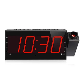

Digital Alarm Clock LED with Radio Snooze Function Projection Table Clock with Thermometer Electronic Clocks Student Desk Watch