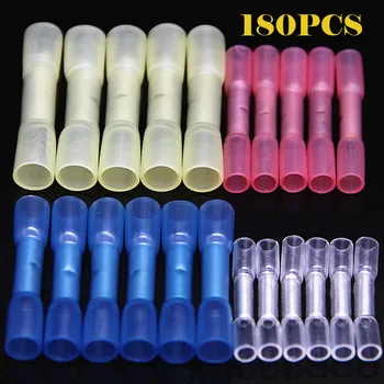 

180PCS/SET Heat Shrink Waterproof Insulated Butt Electrical Wire Connectors Cable Splice Crimp Terminals Assortment AWG26-10