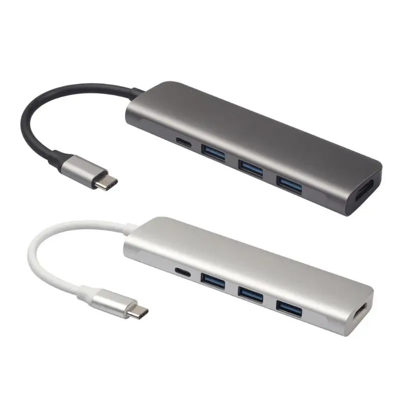 VODOOL 5 in 1 Type C to 4K HDMI 3xUSB 3.0 Fast Data Tranfer Dock Hub with PD Port Office Computer Peripherals USB Hubs