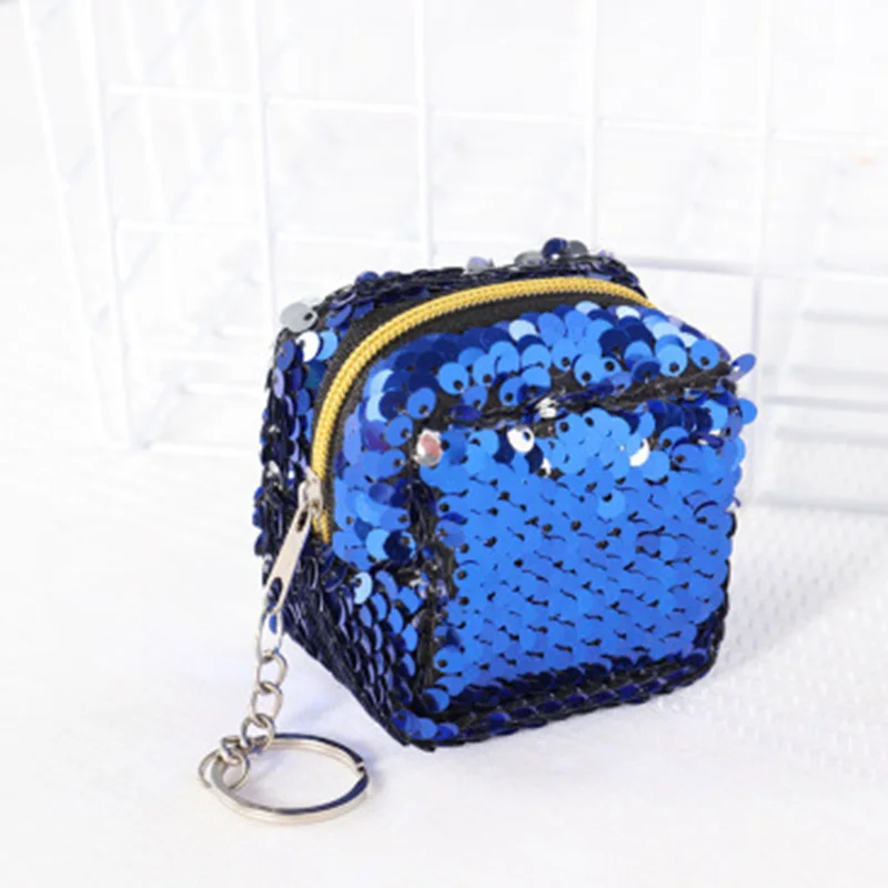 Милый детский мини-кошелек бумажник на молнии с блестками мини трехмерный кошелек для девочек Женский подарок WML99 - Цвет: Синий