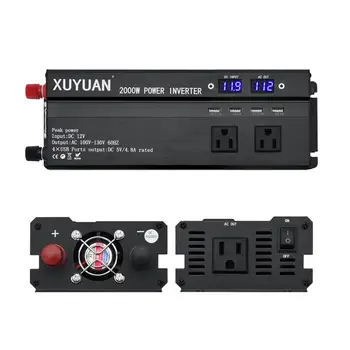 

XUYUAN Car Inverter DC 12V AC 110V 60Hz 2000W Solar Power Transformer Digital LCD Display Converter For Household Appliance US