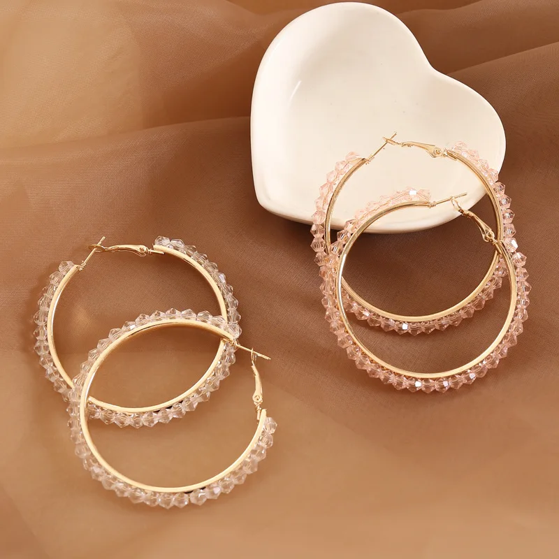 

Fashion Oversized Circle Hoop Earrings for Women Girl Geometric Crystal Round Earrings Brincos Party Jewelry Gift
