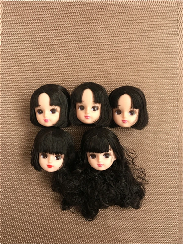 black doll heads with hair