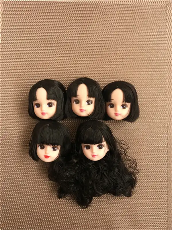 black doll heads with hair