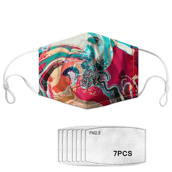 

Creative Oil Painting Design Print Women's Breathable Maske PM2.5 Anti-dust Mouth Mask With Filters Ladies Elastic Masque Kids