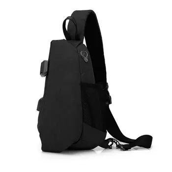 

Men Travel Outdoor Sport Sling Shoulder Bag Crossbody Chest Pack with Earphone Hole USB Charging Port L9BE