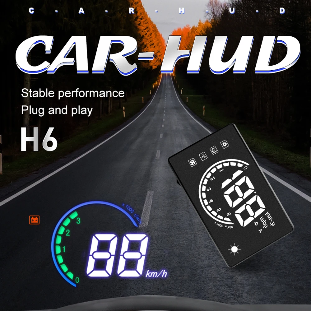 Автомобильный головной дисплей цветной светильник H6 3,8 дюймов Hud Led лобовое стекло проектор Obd2 сканер Предупреждение расход топлива
