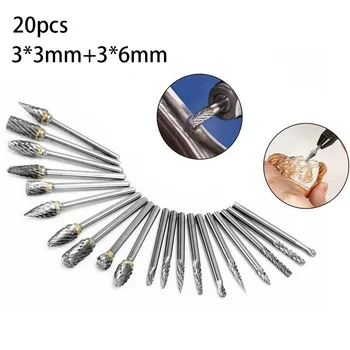 

20Pcs Rotary Burr Tungsten Carbide Carving Burrs Steel Grinder Bit Kit