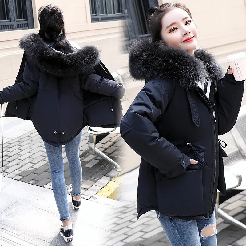 

2019 Cotton-padded Clothes Winter down Coat Cotton Coat in inflooring lian Cap Zipper Fly