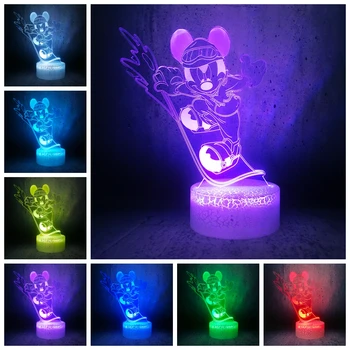 

Mickey Mouse surfing night light cartoon bedside lamp kids room desk decor child story lava