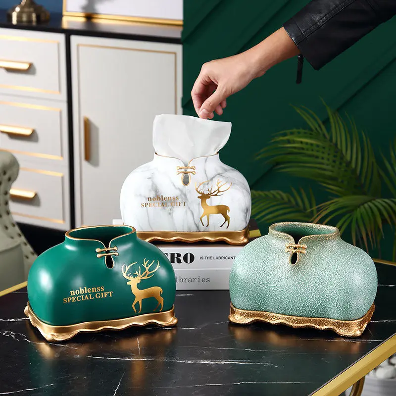 

European style high-grade living room tea table drawer napkin creative luxury collar tissue box American light luxury decoration