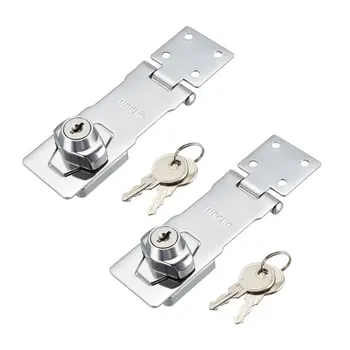 

uxcell Keyed Hasp Lock 143mm Twist Knob Keyed Locking Hasp for Door Cabinet Keyed Different 2 Pcs