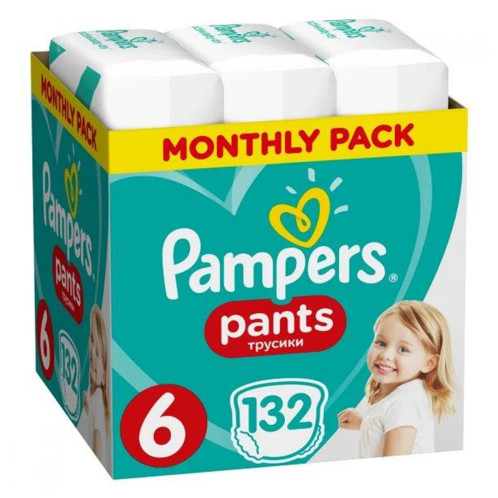 Трусики Pampers Pants 15+ кг, размер 6, 132 шт