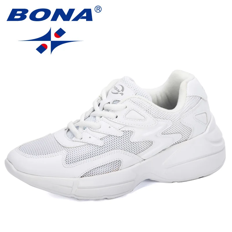 White BONA/Новинка года; Популярные стильные женские кроссовки на платформе; дышащая женская повседневная обувь; модная женская обувь, увеличивающая рост - Цвет: White
