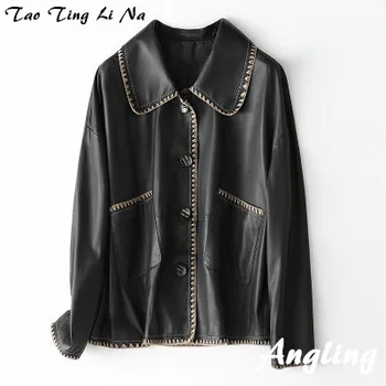 

2020 Women Spring Genuine Real Sheep Leather Jacket H15