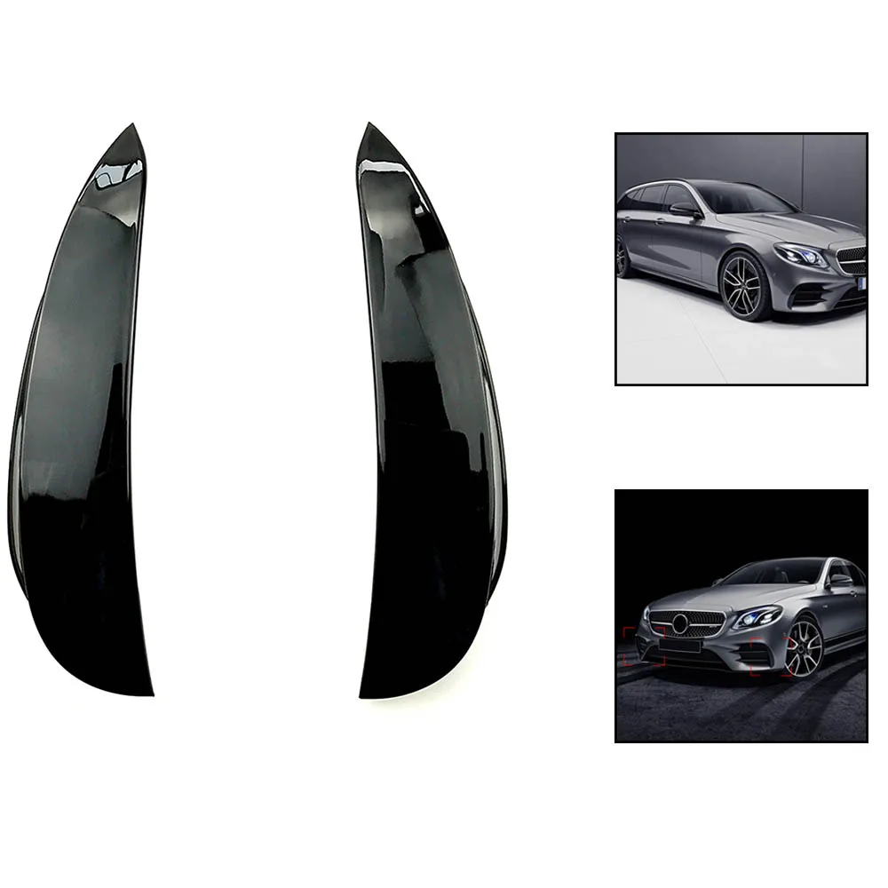 2 шт. для Benz E Class W213- E43 E53 AMG автомобиля внешний кузов боковой передний бампер губы накладка наклейки Oc11 - Цвет: Black