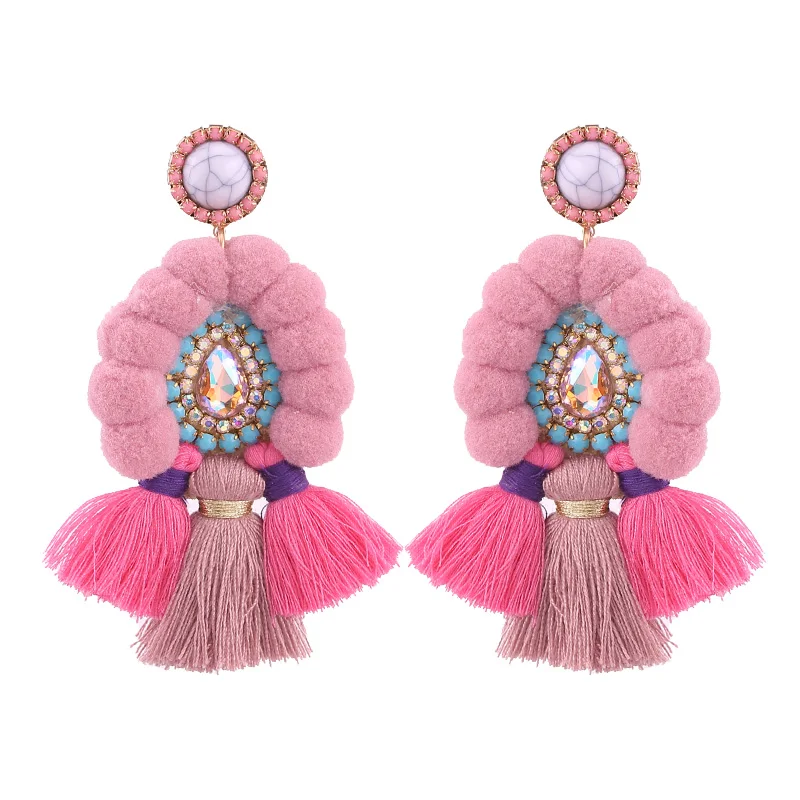 E1091 Old Pink Sehuoran сережки с кисточками Boho для женщин очаровательные серьги, ювелирные изделия Oorbellen Свадебные эффектные бахромы вечерние серьги - Окраска металла: E1091 Old Pink