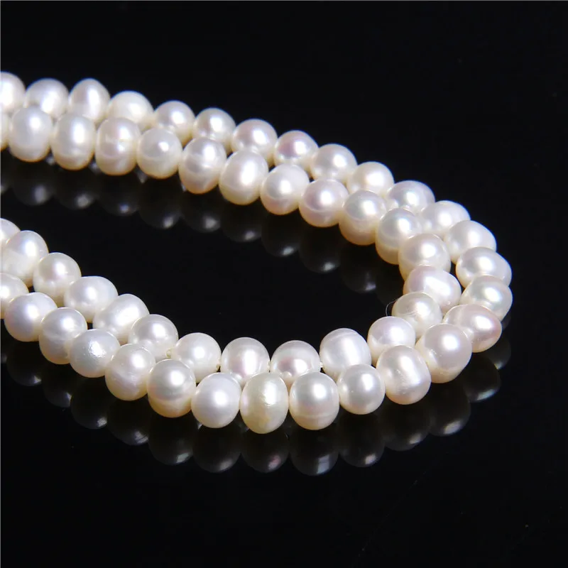 Natural Pearl AAA Grade Real Freshwater Beads White Near Round Loose For DIY Bracelet Necklace Jewelry Making | Украшения и