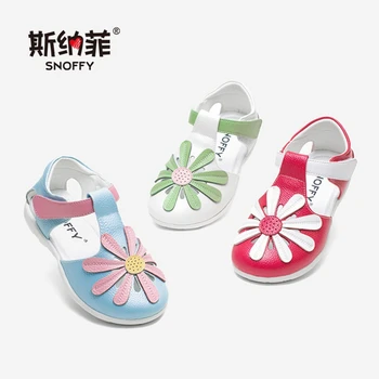 

Girls Sandals Summer Kids Shoes Flower Genuine Leather White Sandals For Girls Princess Dress Shoes Close Toe KS601