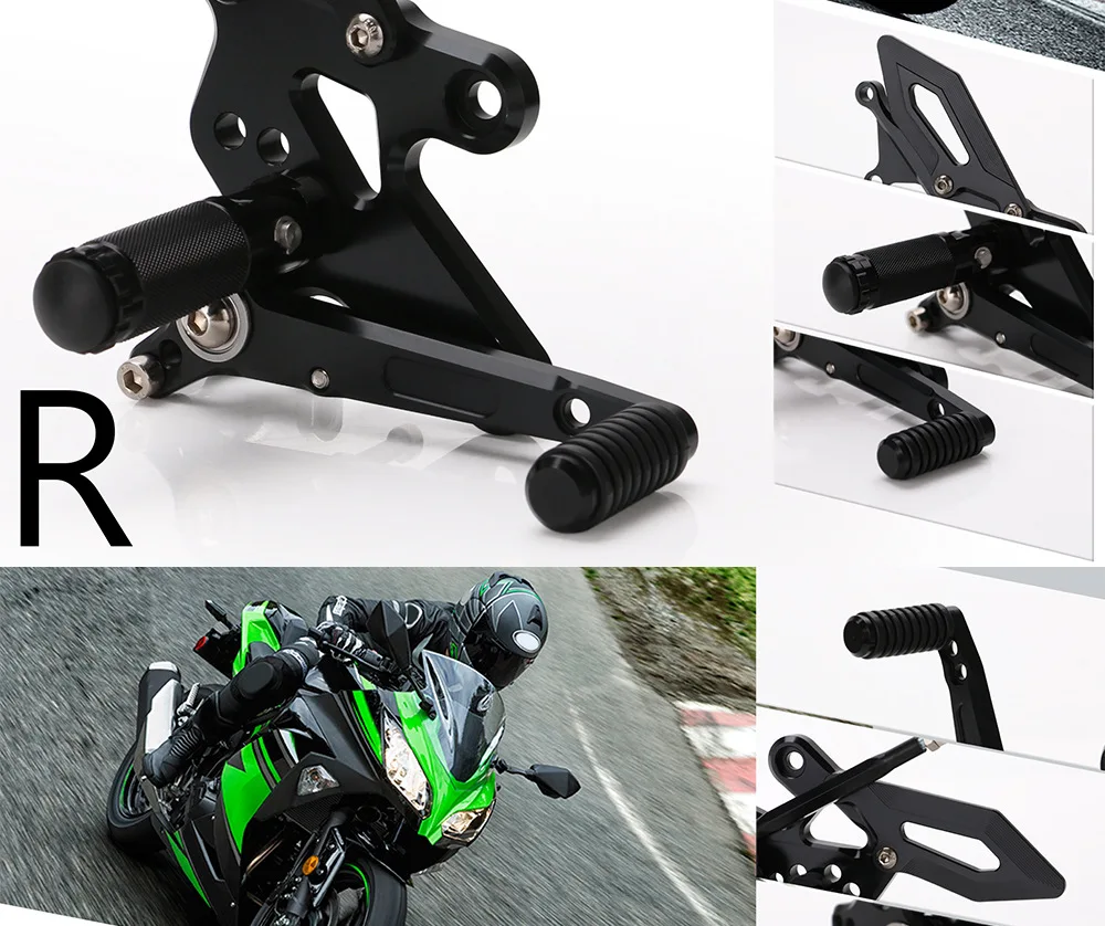 Для Kawasaki Ninja 250 300 Z300 2013 мотоциклетная Регулируемая правая левая задняя подставка для ног подножки черный