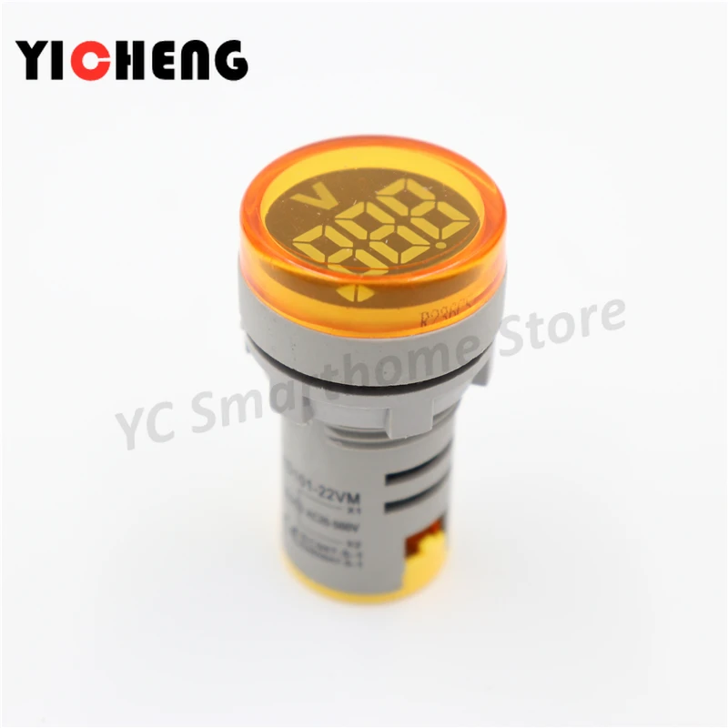 yellow circular 1 шт. большой экран круговой квадратный индикатор цифровой вольтметр переменного тока индикатор AC20V-500V измеритель напряжения тестер - Цвет: yellow circular