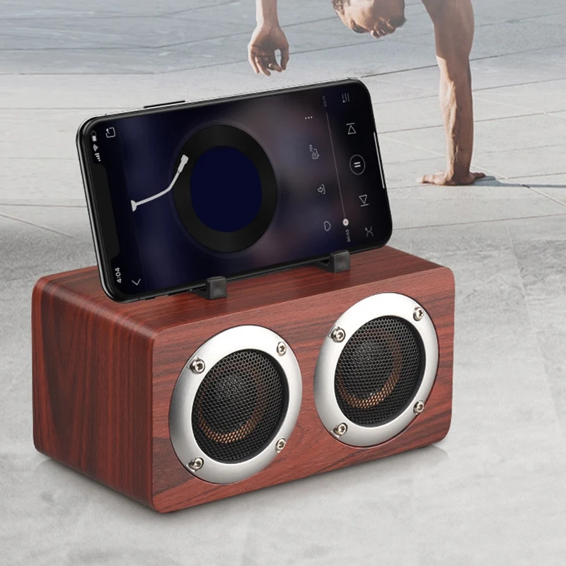 Портативный W5B Bluetooth 4,2 динамик деревянный плеер стерео объемный плеер двойной рог с TF картой AUX аудио Саундбар