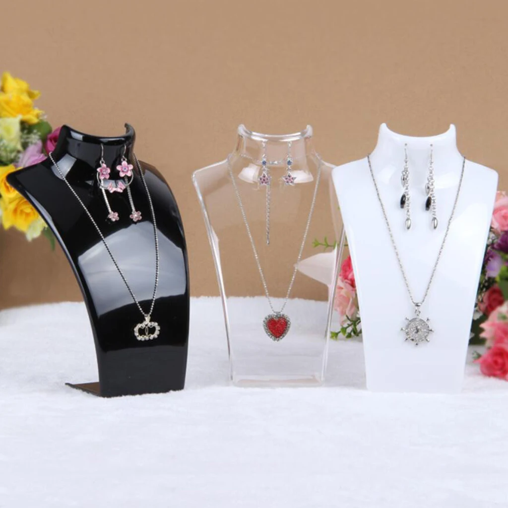 Acrylic Mannequin Necklace Jewelry Display Bust Chain Jewelry Holder Display Stand for Pendant Earrings Display Stand Shelf